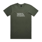 "Running On Caffeine and Microplastics" T-Shirt